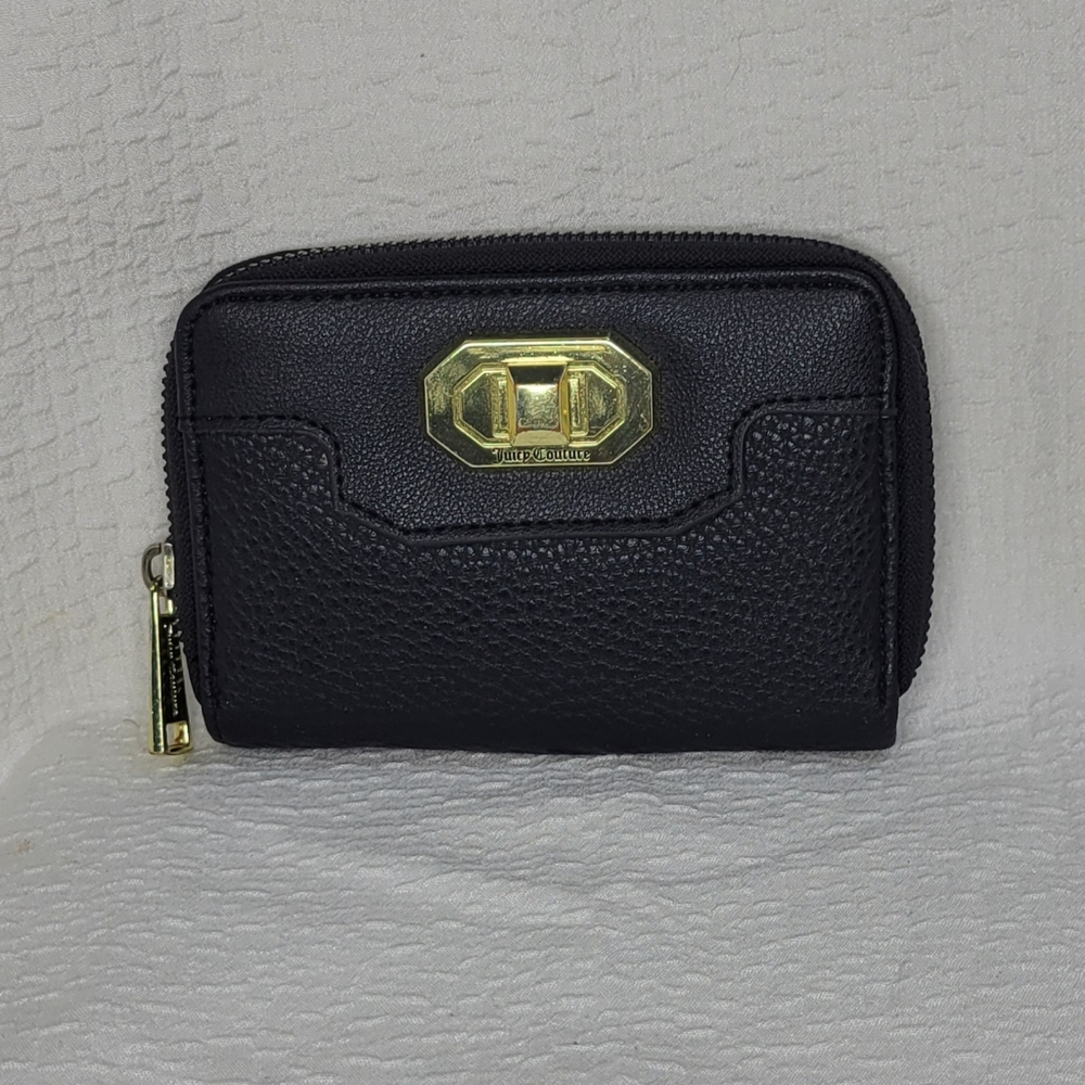 Juicy Couture Gothic Love Me Not Wallet Black Pebbled 5.25" x 4" Zip Around